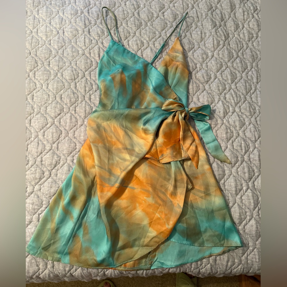 Hello Molly Starts With A Kiss Aqua and Orange Dress